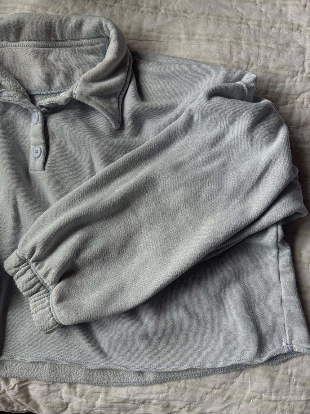 Light Blue Cozy Quarter-Button Pullover